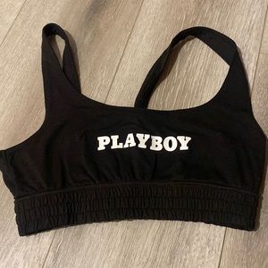 Black playboy sports bra